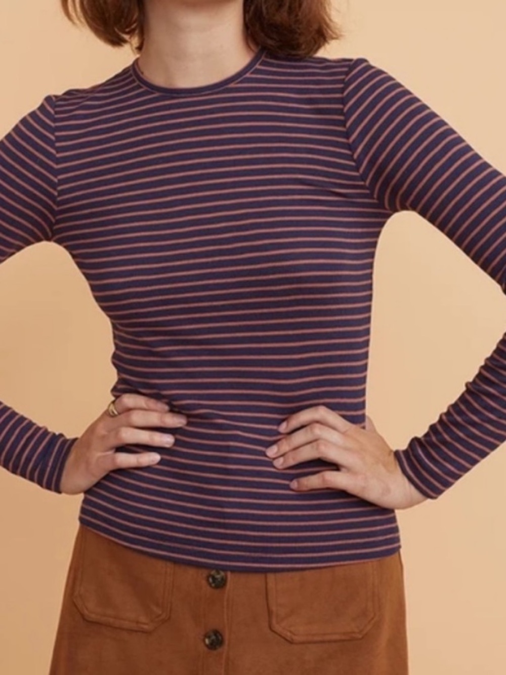 Marine Layer Lexi Rib Long Sleeve Crew Shirt Medium